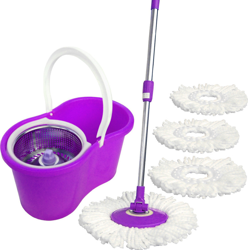 wcse 360 Degree rotating with 2+2 Microfiber purple [Colour may vary as per availability] Mop Set