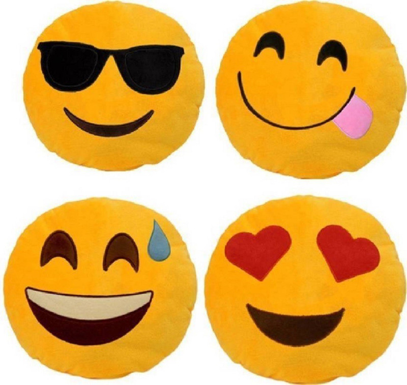 indian fashion Polyester Fibre Emoji Pillow Chair Cushion(Yellow)
