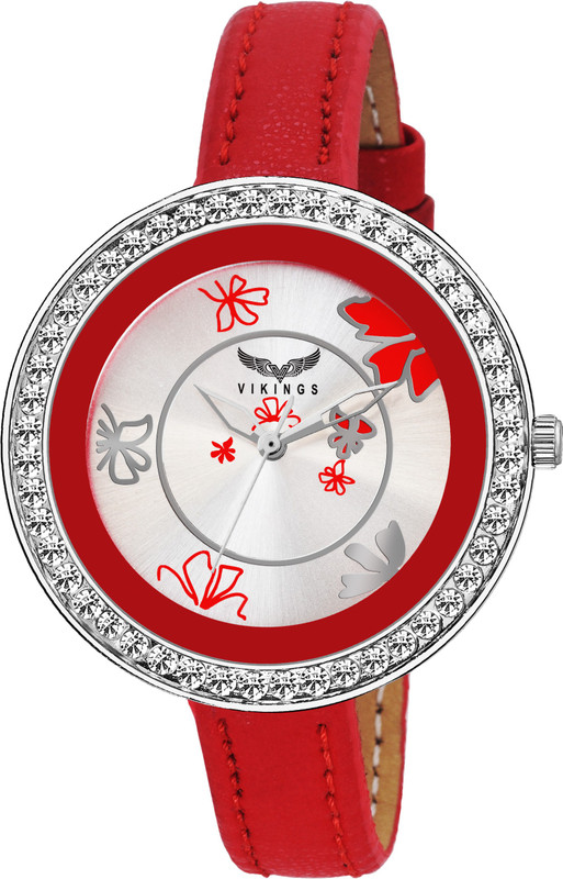 vikings LADIES FLOURISH VK-LR-028-SILVER-RED ANALOG WATCH Analog Watch  - For Girls