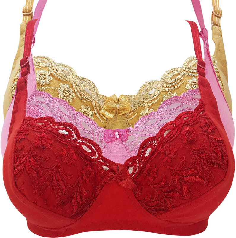 X-WELL Women Minimizer Non Padded Bra(Red, Pink, Beige) X-WELL Women Minimizer Non Padded Bra(Red, Pink, Beige)