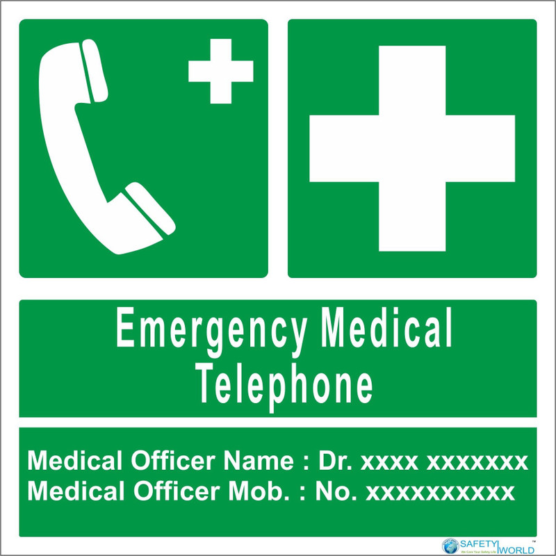 Buy safety world First Aid SignEmergency Medical Telephone WordedWith