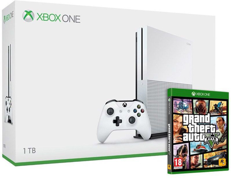 Microsoft Xbox One S console 1TB with GTA V(White)