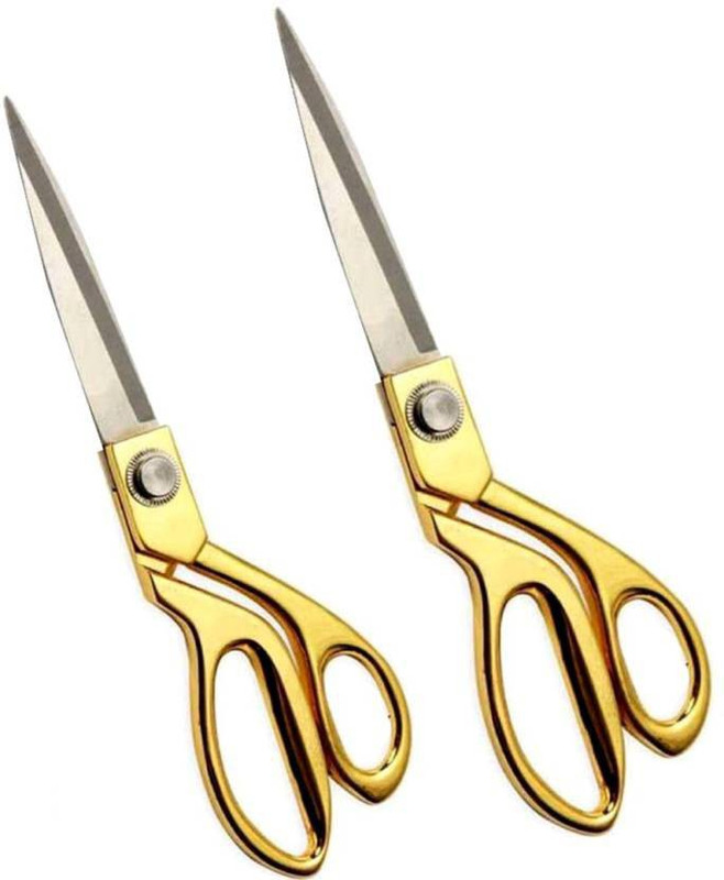 Mopi high grade metal scissor pack of 2 (10.5 and 9.5) Scissors(Set of 2, Gold, Silver)