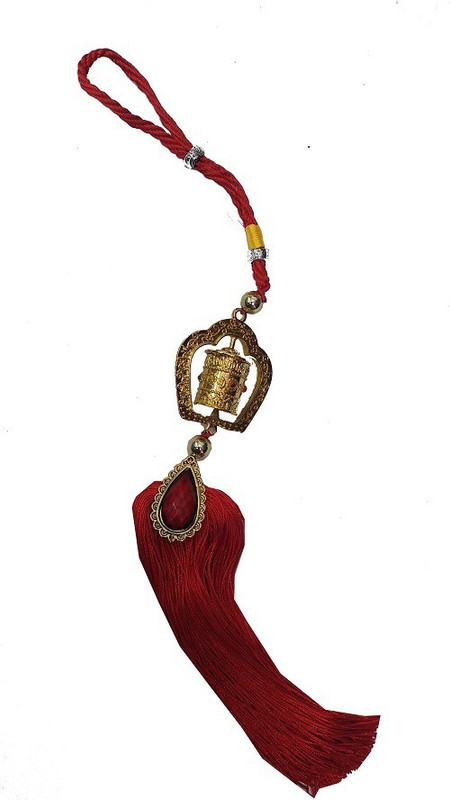 ashadeals Fengshui Rotating Prayer Wheel Car Hanging Decorative Showpiece  -  25 cm(Brass, Gold)