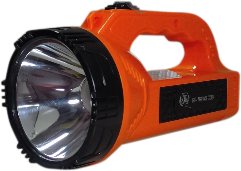 powerzoom RP-769S SOLAR RECHARGEABLE 10 WATT LONG BEAM SEARCH LIGHT WITH COB LED EMERGENCY WITH LONG BATTERY BACKUP Torch(Orange : Rechargeable)