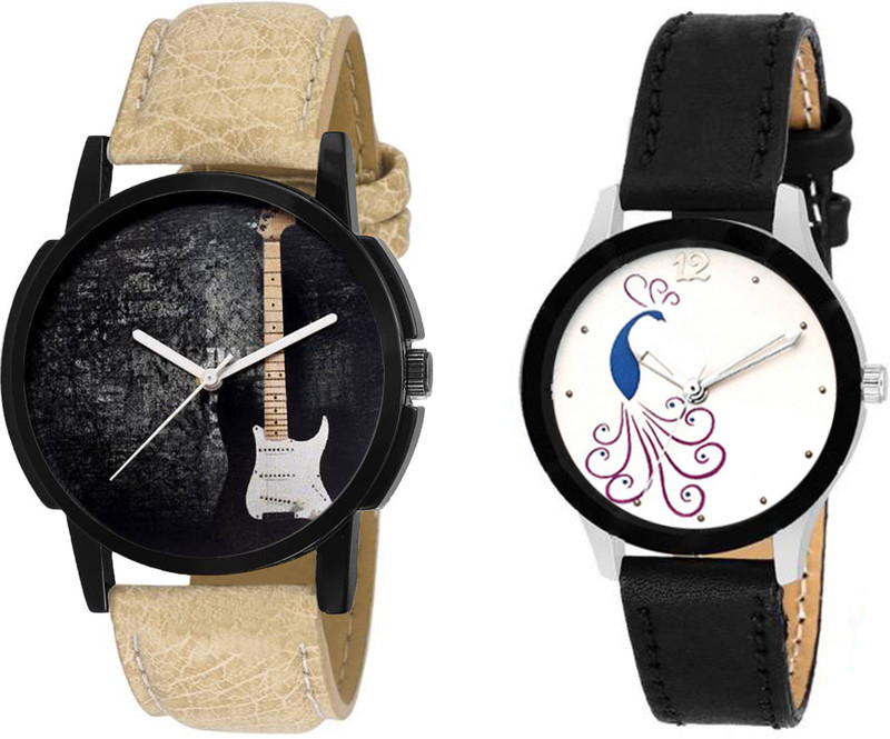 skmi 125 multicolor leather strap party wear ~ Formal ~ Casual Combo Of Two For Men And Women Analog Watch  - For Boys & Girls