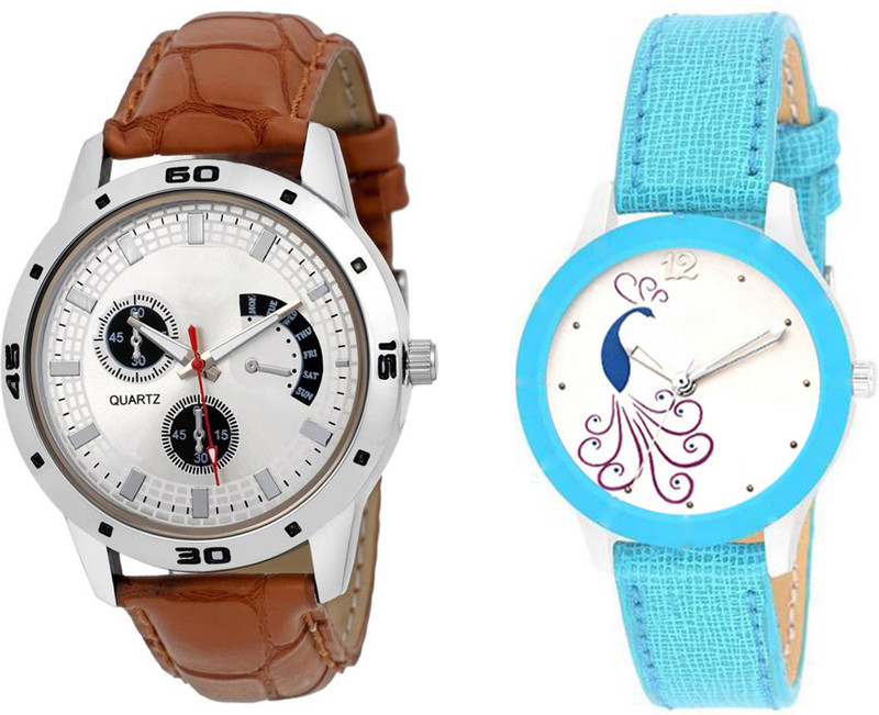 skmi 85 multicolor leather strap party wear ~ Formal ~ Casual Combo Of Two For Men And Women Analog Watch  - For Boys & Girls