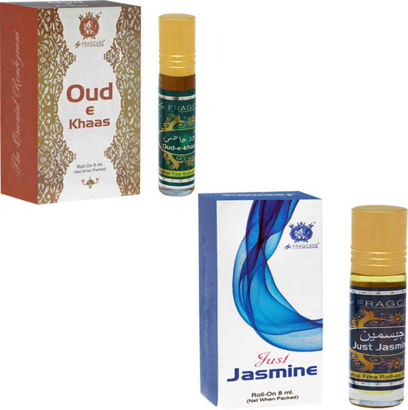 FRAGCARE ATTAR OUD-E-KHAAS,JUST JASMINE Each 8 ml (Set of 2 ) Floral Attar(Floral)