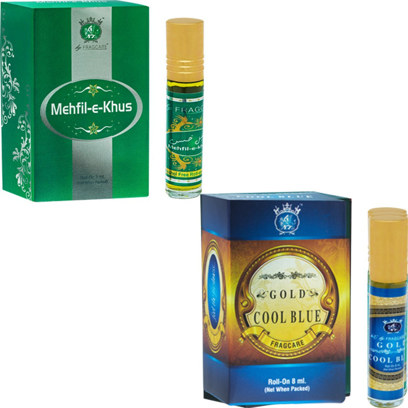 FRAGCARE ATTAR MEHFIL-E-KHUS,COOL BLUE Each 8 ml (Set of 2 ) Floral Attar(Floral)