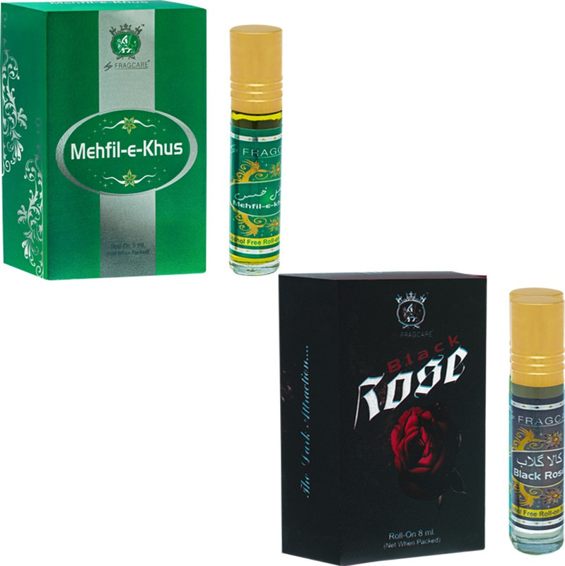 FRAGCARE ATTAR MEHFIL-E-KHUS,BLACK ROSE Each 8 ml (Set of 2 ) Floral Attar(Floral)