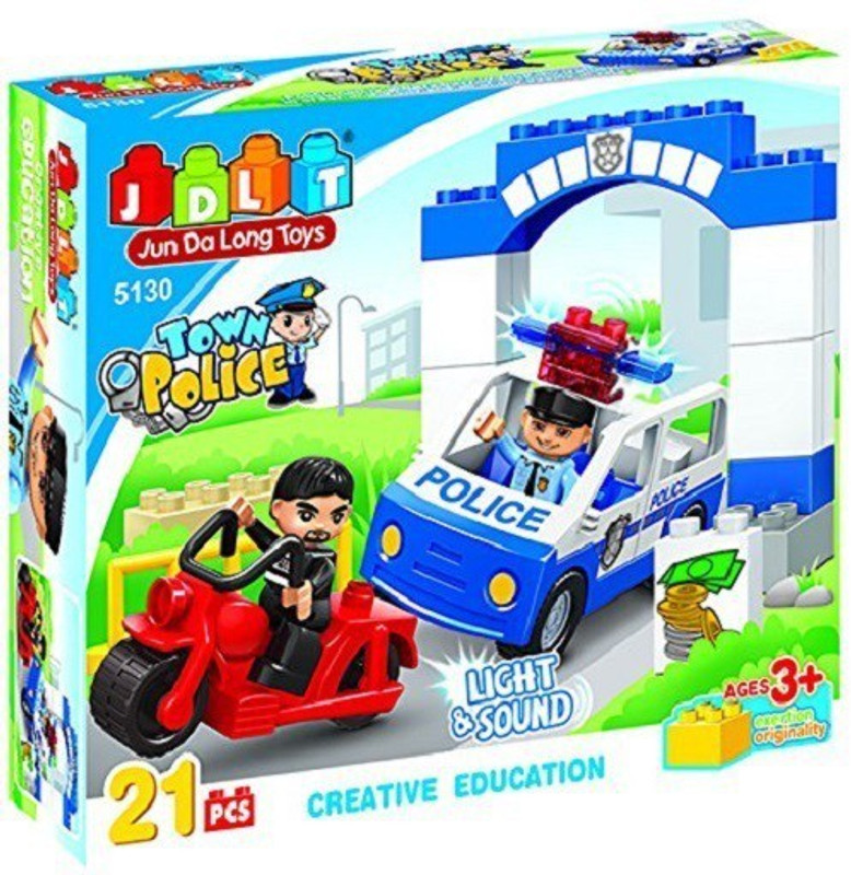 Webby Town Police Blocks Set with Lights and Sound(Multicolor)