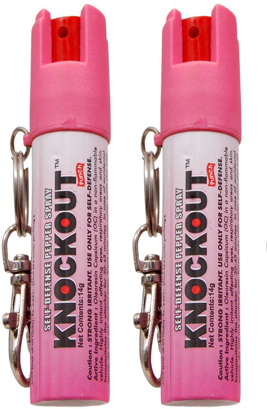 Knockout Punch Super Strong Self Defense Pepper Spray With Safety Lock & Key Ring (Pack of 2), For Women Safety Pepper Stream Spray