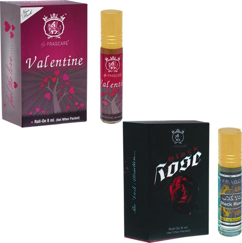 FRAGCARE ATTAR VALENTINE,BLACK ROSE Each 8 ml (Set of 2 ) Floral Attar(Floral)