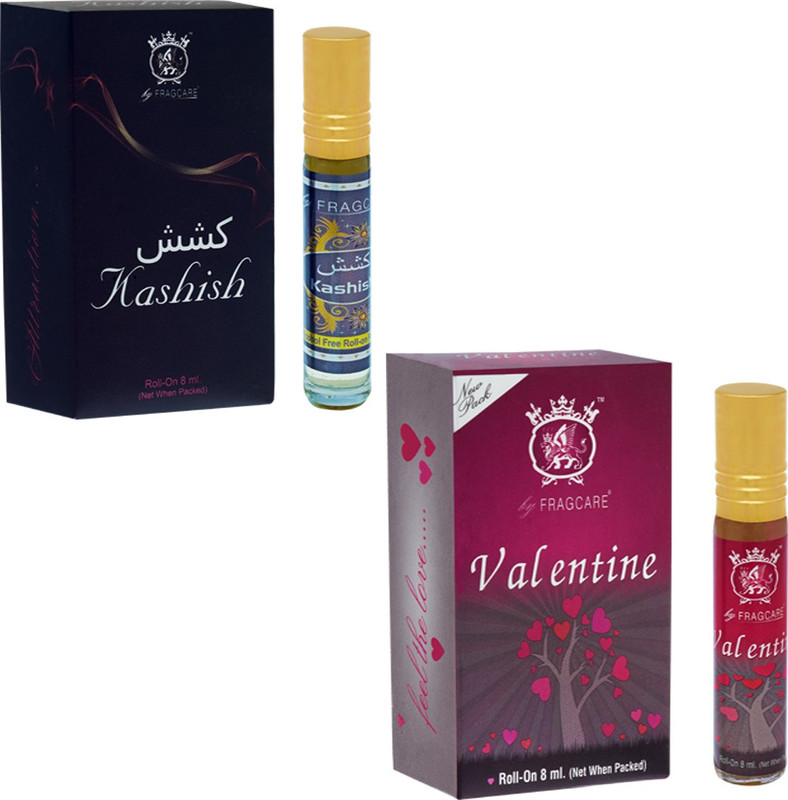 FRAGCARE ATTAR KASHISH,VALENTINE Each 8 ml (Set of 2 ) Floral Attar(Floral)