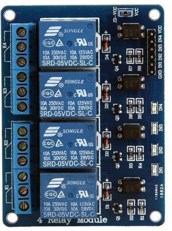 robokitshop 4 Channel 5V 10A Relay Module Board With Optocoupler Interconnect Electronic Hobby Kit