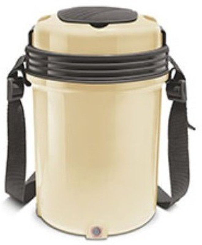 MILTON Electron Electric Insulated Stainless Steel Tiffin Box Cream 4 Containers Stainless Steel, Plastic Office Lunch Box(800 ml)