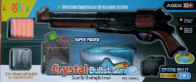 kiti kits Soft Bullet and Crystal Bullet Gun With Protecting Glass Toy(Black)