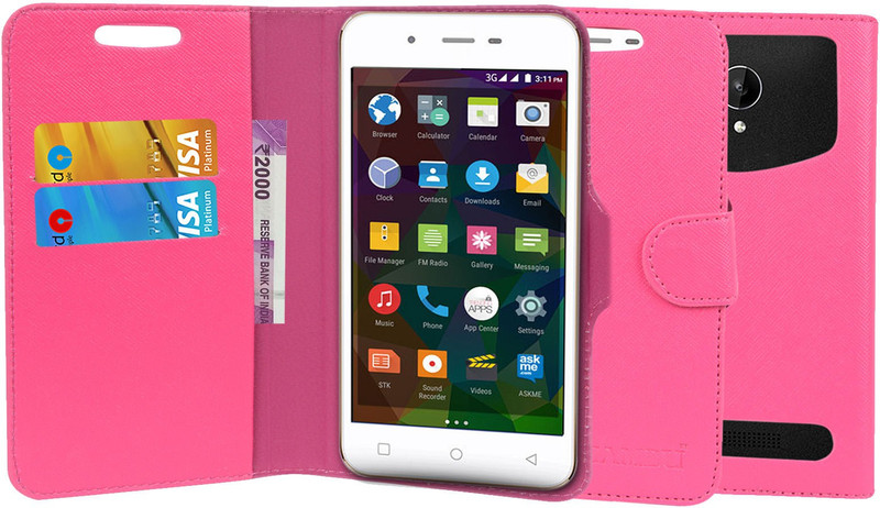 CHAMBU Flip Cover for Reach Allure Plus(Pink, Dual Protection)