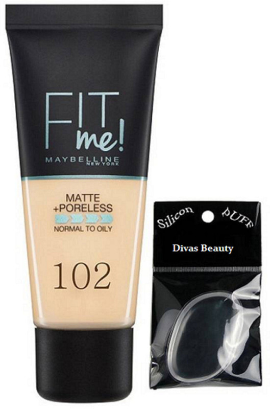 divas beauty Silicon Puff & New York Fit Me Matte +Poreless Foundation(2 Items in the set)