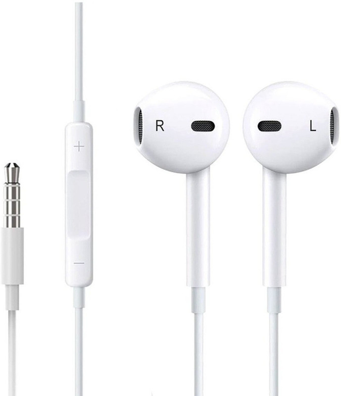 secro 3.5mm Earphones With Mic & Remote Control For Smartphone & iOS Wired Headset with Mic(White, In the Ear)
