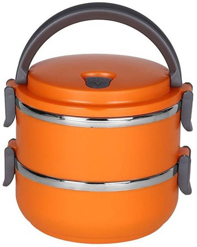 LIFEMUSIC 100% stainless steel hot and cold 2 Layer Round Lunch Box Food Container double Insulated Round Lunch Box Desirable For Office/School/College/Travel Airtight Leak Proof With Lid Homeware Multicolored Best in class price and quality 2 Containers Lunch Box(1400 ml)