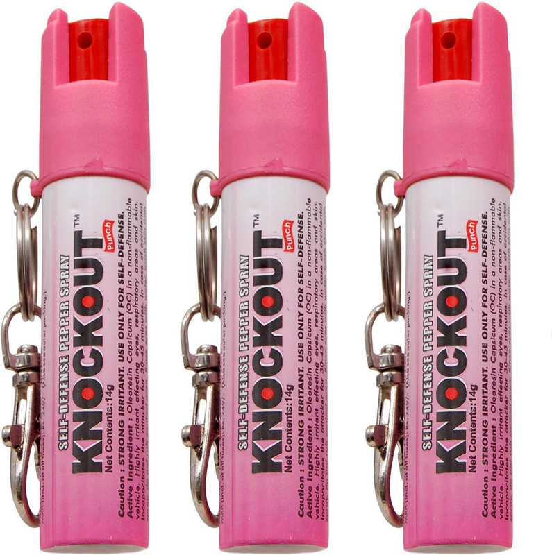Knockout Punch Super Strong Self Defense Pepper Spray With Safety Lock & Key Ring (Pack of 3), For Self Defense Pepper Stream Spray