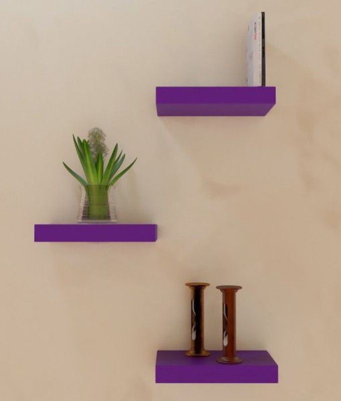 sunshine wood Feel the home with decoretive Floating Wall Shelf Racks MDF (Medium Density Fiber) Wall Shelf(Number of Shelves - 3, Purple)