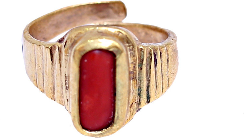brahmgyan gallary 100% genuine gemstone (red coral)with lab tested certificate Metal Coral Gold Plated Ring
