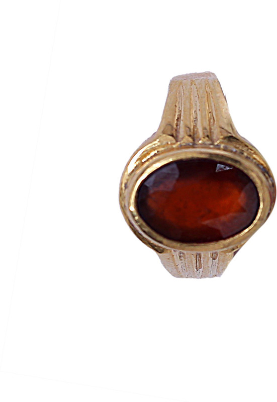 brahmgyan gallary 100% Original and Most Powerful Gemstone Gomed Ring. Metal Garnet Gold Plated Ring