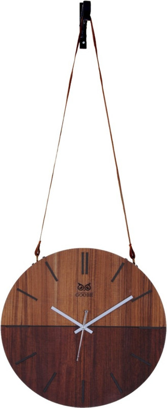 goobe Analog 20 cm X 32.5 cm Wall Clock(Brown, Without Glass)