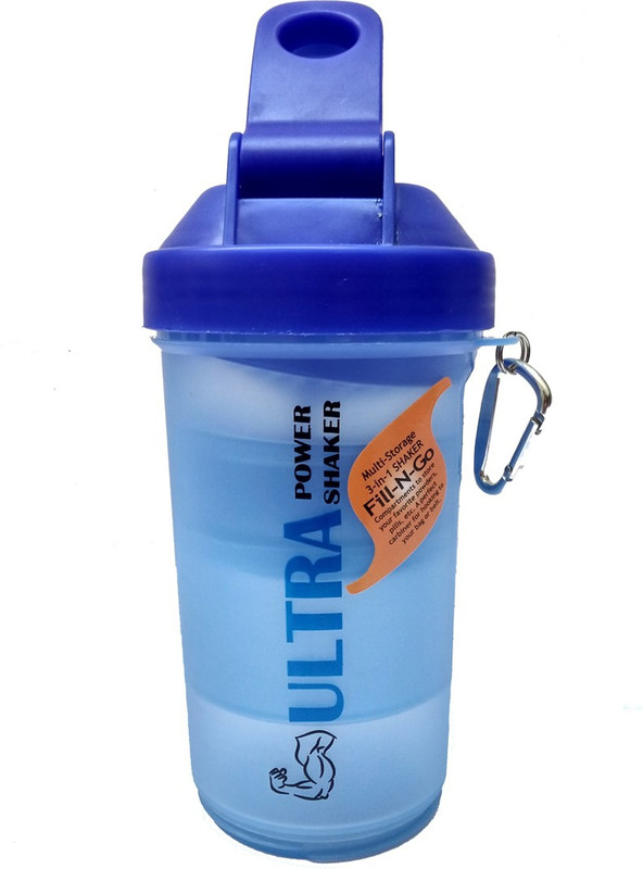 homzon Multi storage Bottle shaker 3-in-1 for Gym with extra space for Powder/Suppliments/pills_700 ml 700 ml Shaker(Pack of 1, Blue)