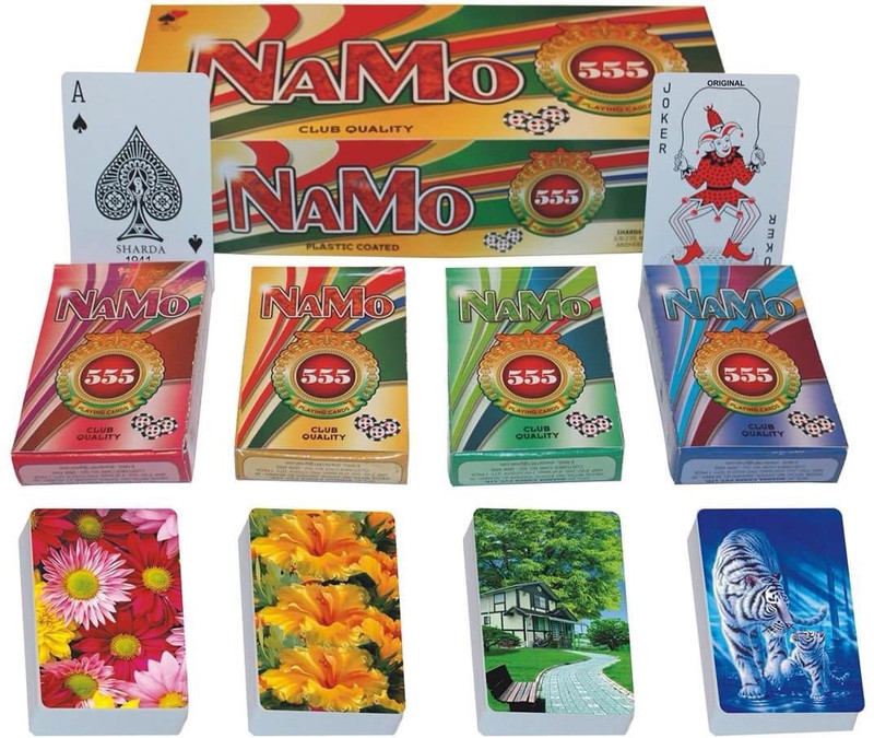 sharda cards NaMo 555 Premium Quality Plastic Coated Playing Cards(Multicolor)