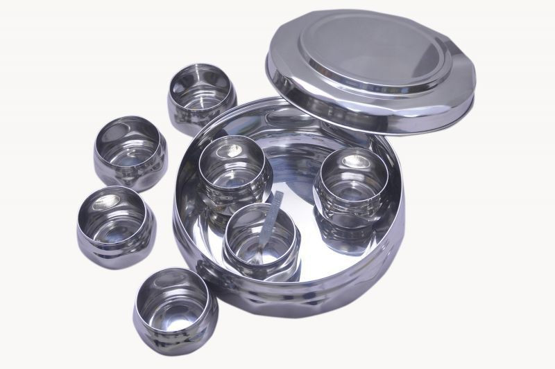 upalabdh Stainless Steel Diamond Shape Spice Container Spice Box  - 1000 ml Steel Spice Container, Grocery Container, Utility Box(Silver)