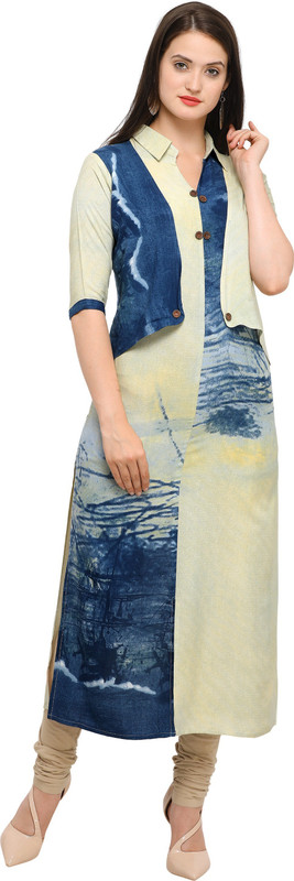 four buttons Festive & Party Abstract Women Kurti(Multicolor)