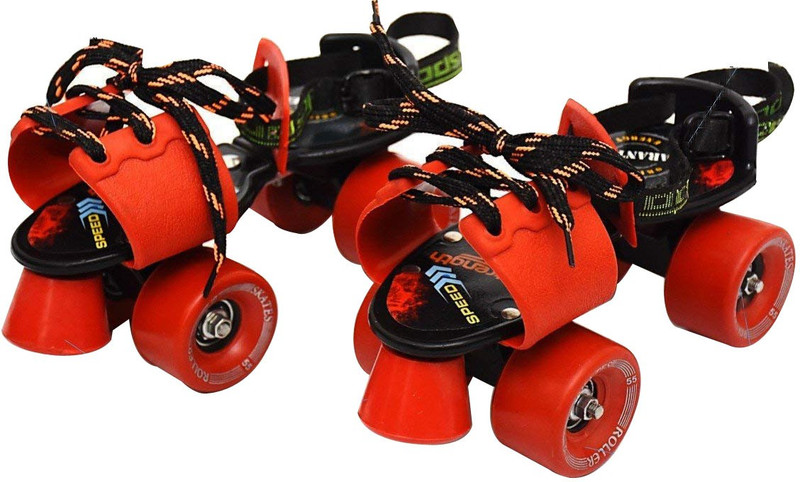 Jaspo Fighter Adjustable Rubber Wheel Skates for Senior (6-14 years) Quad Roller Kids Size 1 UK - 8 UK(Adjustable, Advanced, Training, Intermediate, Beginner, Blue)