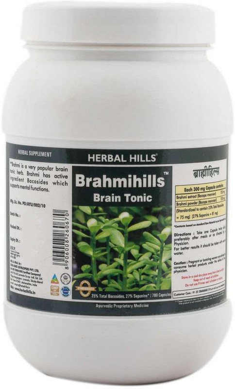 Herbal Hills Herbal Hills Brahmihills - Value Pack 700 Capsule Premium Quality Brahmi Bacopa monnieri - Anti-stress response and Brain function(700 No)