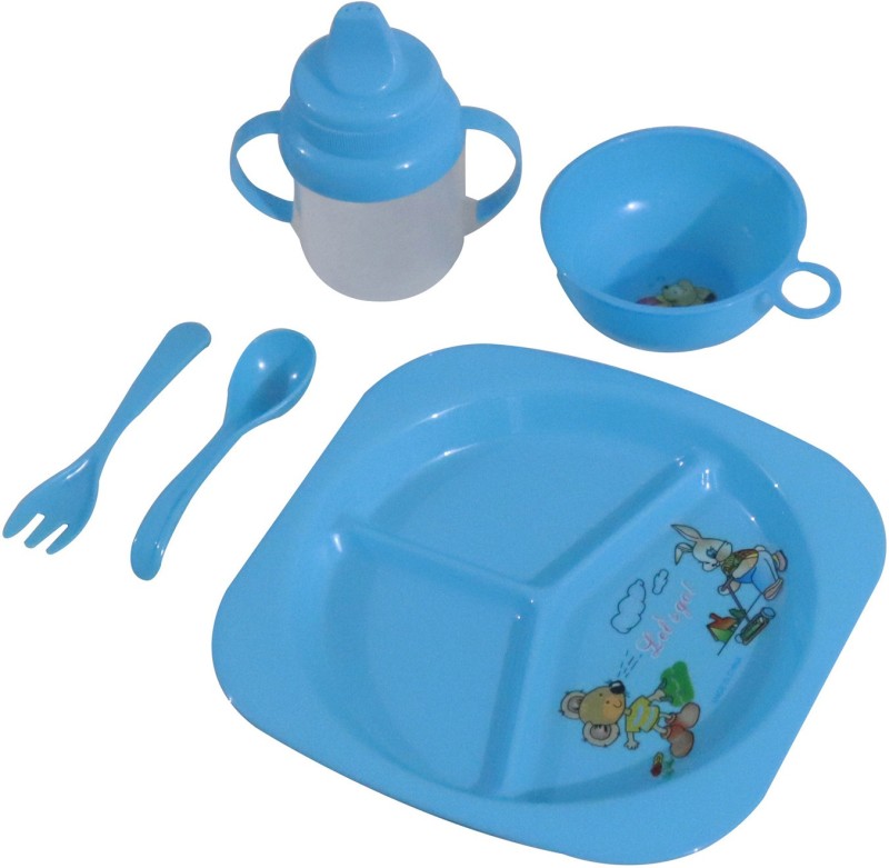 Buy Mopi Babies Bloom Blue Tableware Set of 5 - Baby Feeding Set