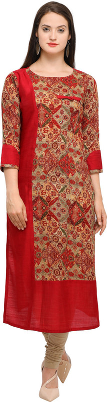 four buttons Festive & Party Floral Print Women Kurti(Multicolor)