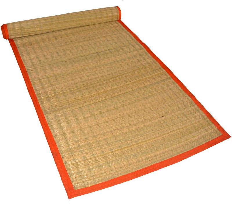 montisa Jute, Cotton Chatai Mat(Orange, Medium)