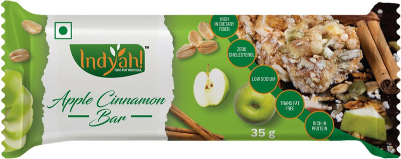 indyah Apple Cinnamon Granola Bar(Pack of 6, 6 x 35, 210 g)