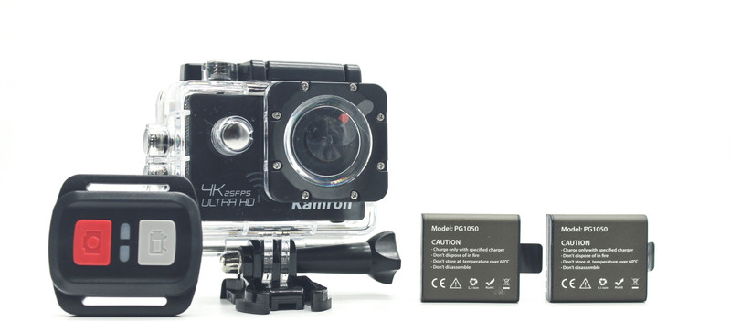 Kamron K6 4K Ultra HD 16MP WiFi, Waterproof Sports Action camera With 1 Year Warranty ,2 Rechargable Batteries, 2.4G Wireless Remote & 25 Accessories Sports and Action Camera(Black, 16 MP)