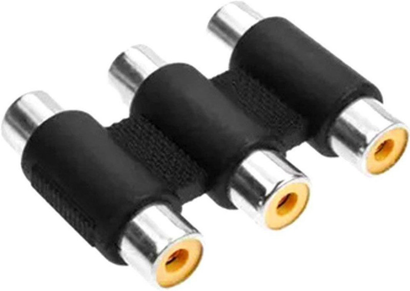 secro  TV-out Cable RCA Female to RCA Female Coupler Female Jack Connecter Audio Video Adapter (3RCA to 3RCA Female)(Black, For TV)