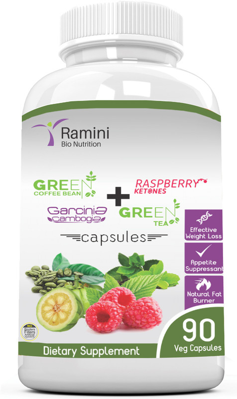 ramini bionutrition Raspberry ketones with Green coffee bean, Garcinia cambogia and Green tea - 90 veg capsules(90 No)