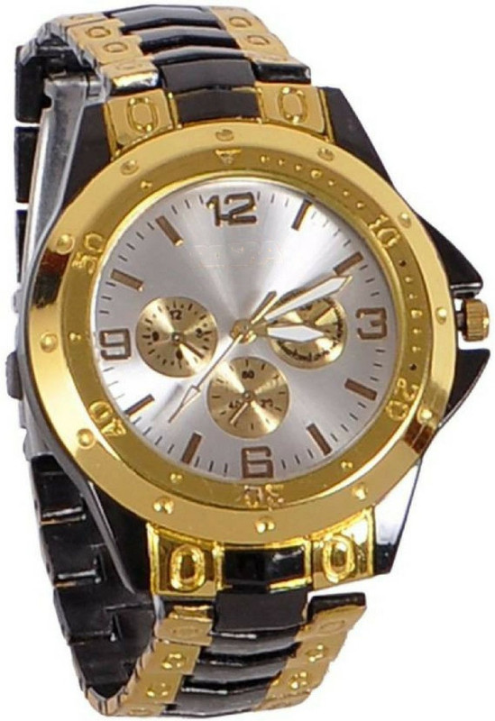 salecrowd Black And Gold Belt Rosra Analog Watch  - For Boys