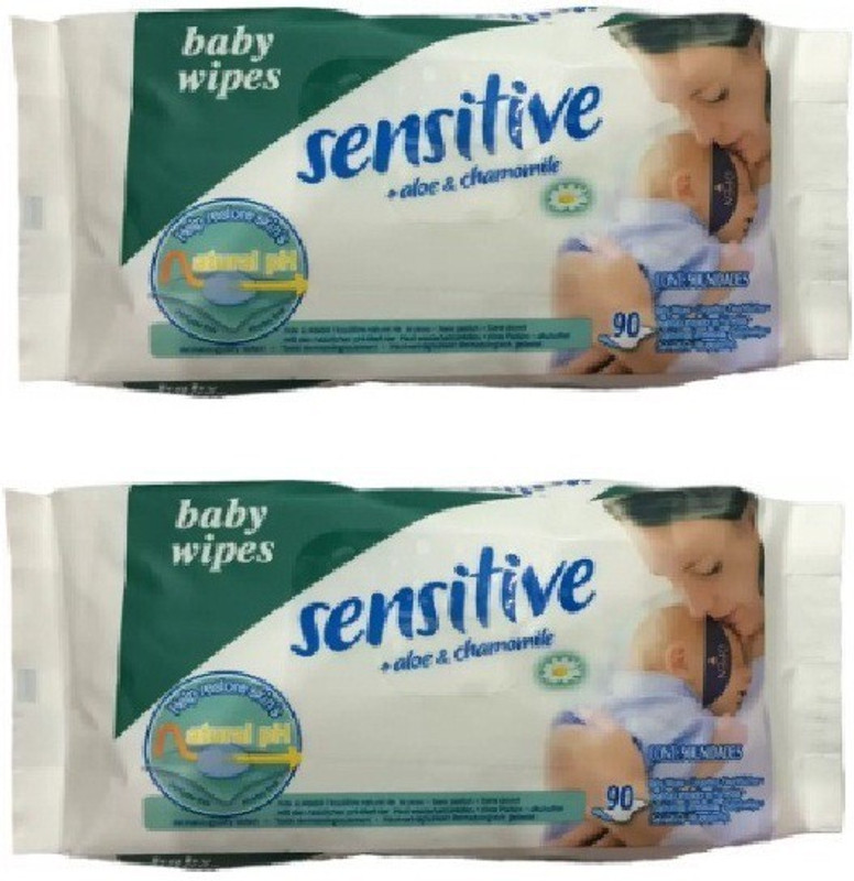 sensitive Baby cotton wipes Pack of 2 ( 180 Pcs)(2 Pieces)