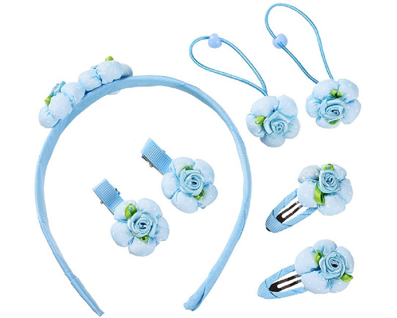 sparkleandtwinkle 7 piece blue flower headband set Hair Accessory Set(Blue)
