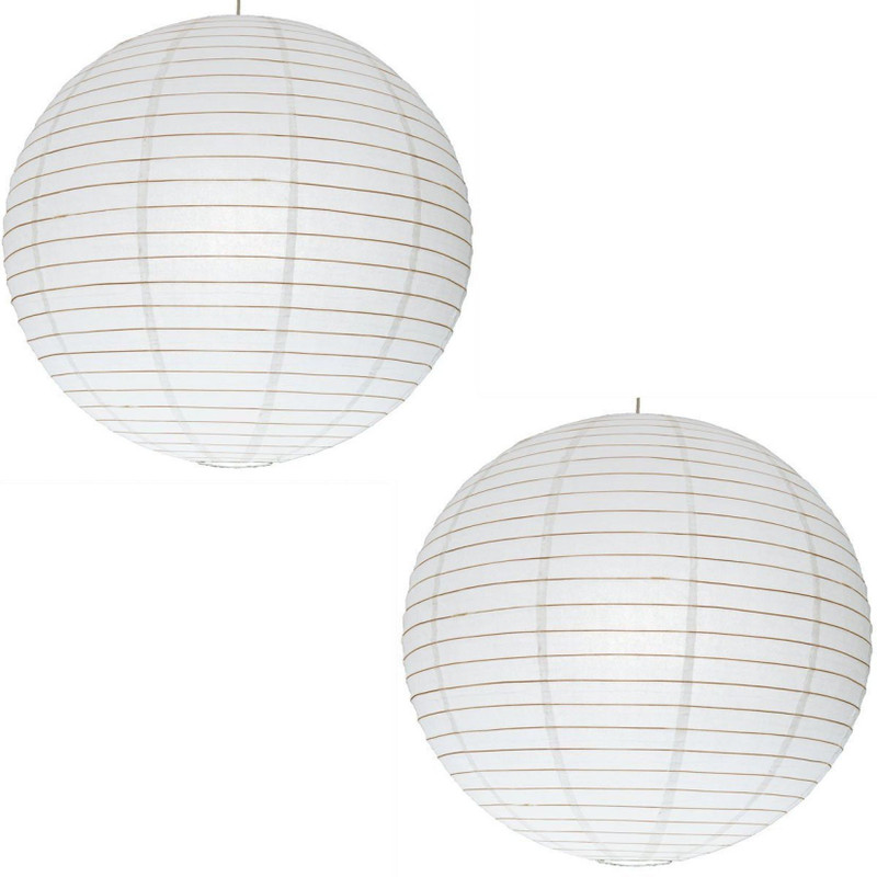vksm 16 inch white paper lantern 2pcs White Paper Hanging Lantern(40 cm X 40 cm, Pack of 2)