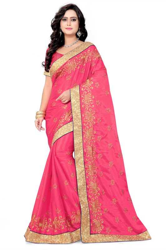 arriva fab Self Design Fashion Pure Silk Saree(Pink)