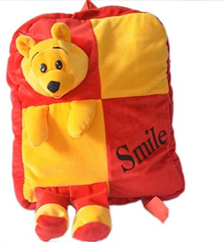 jassi toys school bag for kids/girls/boys/children plush soft bag backpack cartoon bag gift for kids  - 12 cm(Red and yellow)