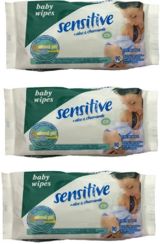 sensitive Baby cotton wipes Pack of 3 ( 270 Pcs)(3 Pieces)